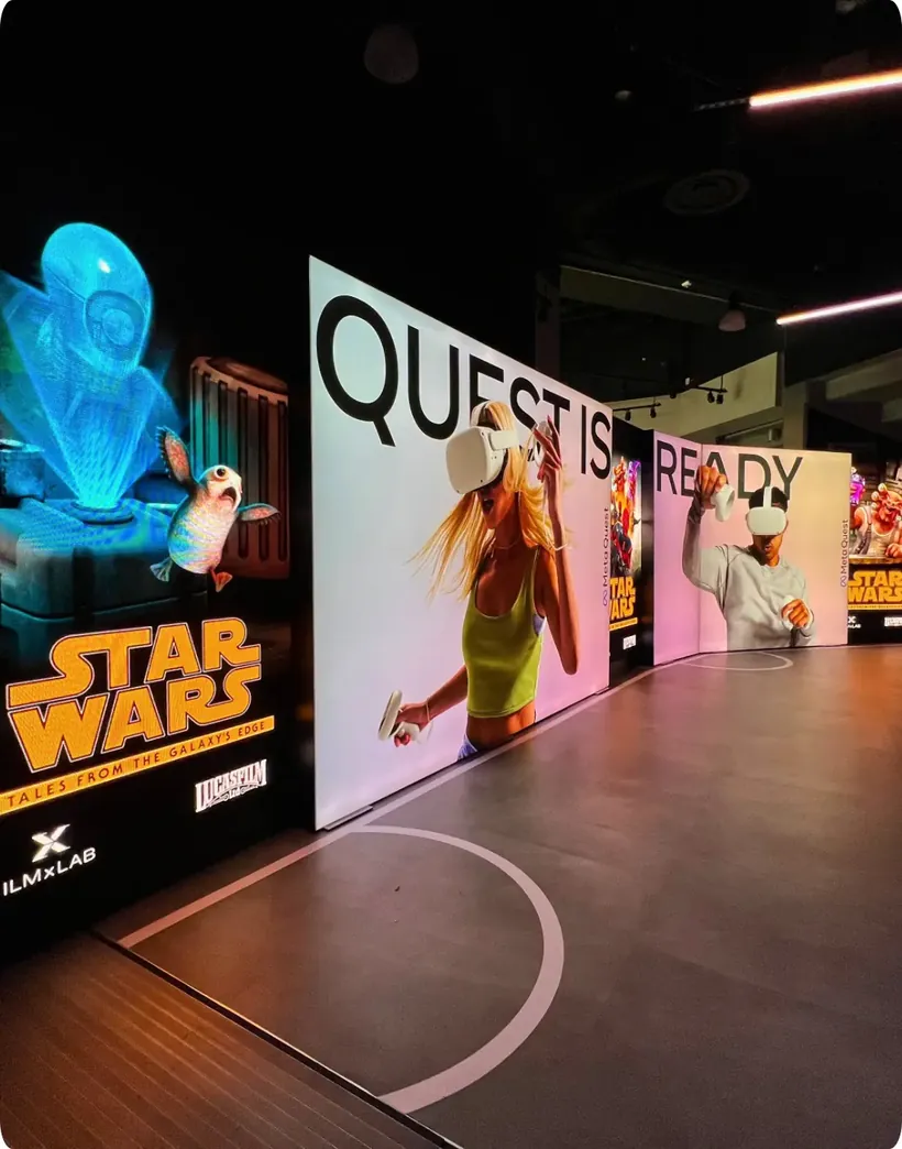 Meta Quest VR brand activation with large-format graphics